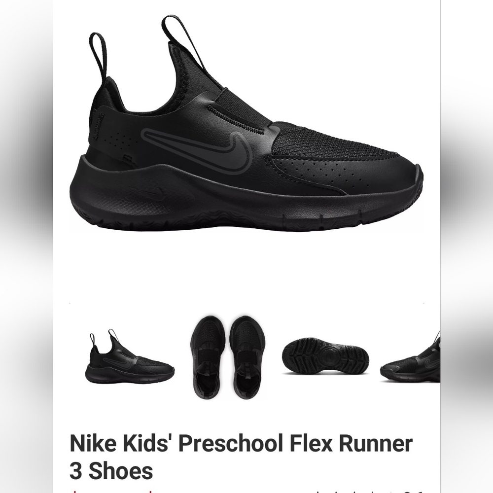 Nike Black Flex Runner 3 Sneakers 12 C Black On Black
